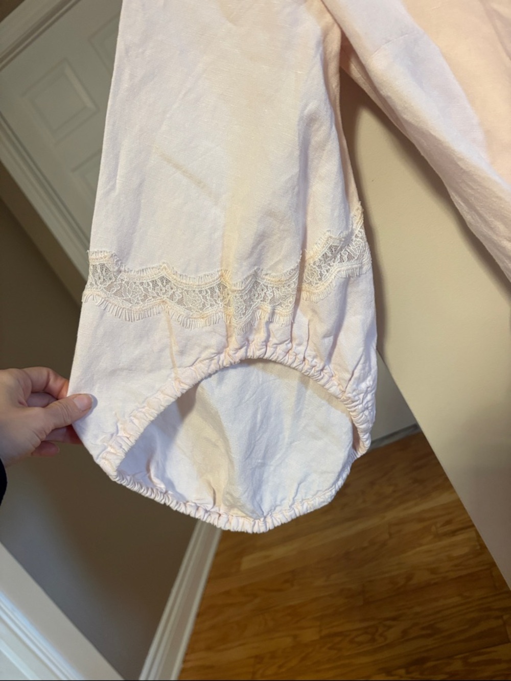 Club Monaco Blush Pink Wrap Mini Dress with Tied Waist linen blend - Picture 6 of 11